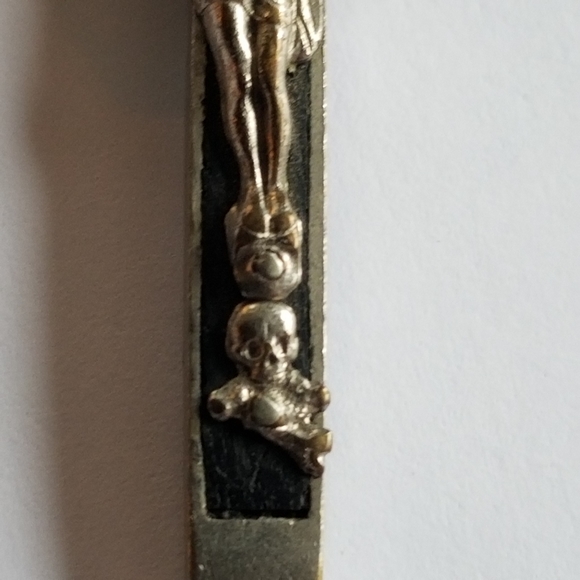 Relisted - Vintage Skull of Adam Pectoral Cross Pendant black silver tone - Picture 7 of 9